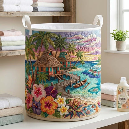 Ocean Wave Quilted Laundry Basket CELD12