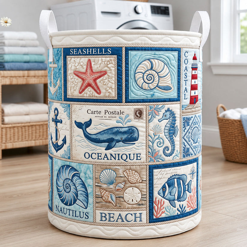 Ocean Creatures Quilted Laundry Basket CELD13