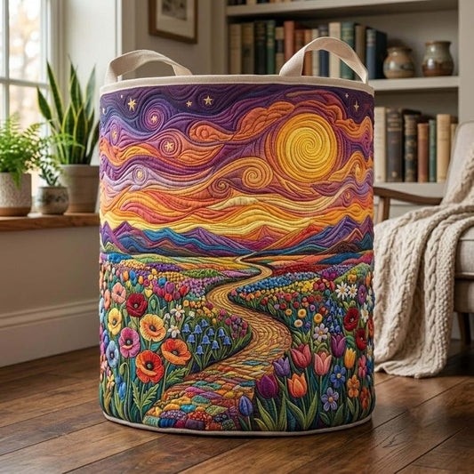 Starry Night Sun Quilted Laundry Basket CELD19
