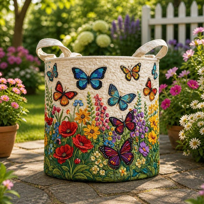 Butterfly Floral Quilted Laundry Basket CELD24