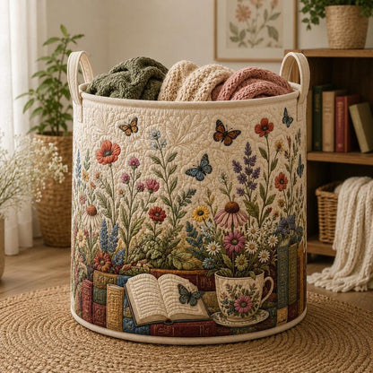 Book Floral Quilted Laundry Basket CELD25