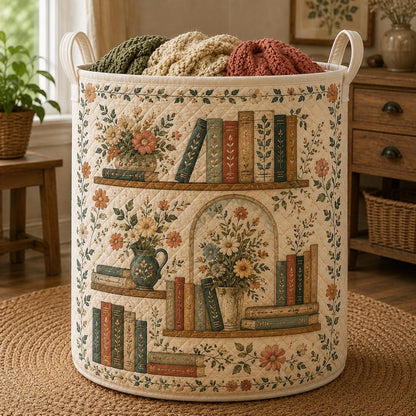 Floral Book Quilted Laundry Basket CELD28