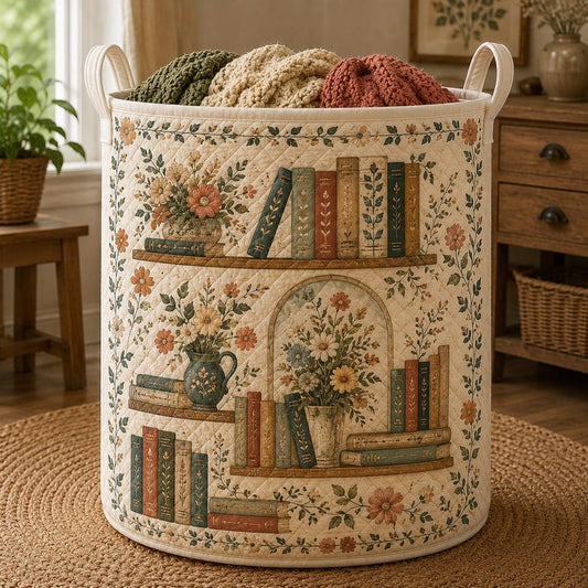 Floral Book Quilted Laundry Basket CELD28