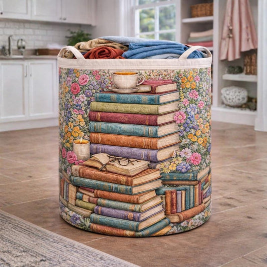 Floral Vintage Library Quilted Laundry Basket CELD29