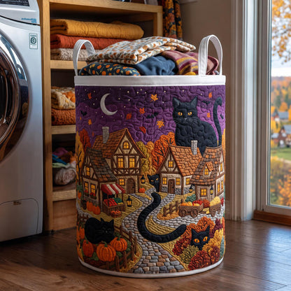 Black Cat & Pumpkin Quilted Laundry Basket CELD38