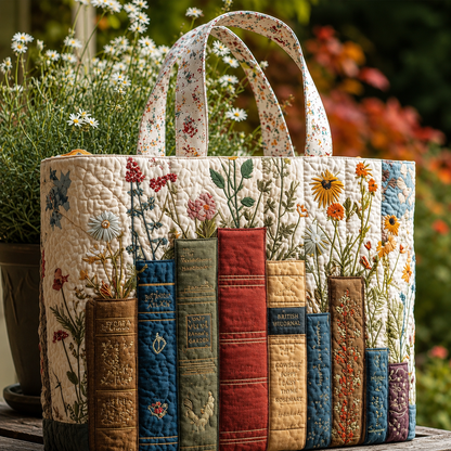Bookish Floral Quilted Tote Bag CELD01
