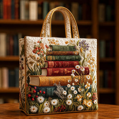 Floral Book Quilted Tote Bag CELD03