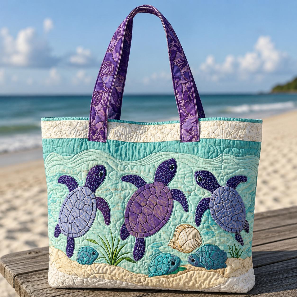 Sea Turtle Quilted Tote Bag CELD09
