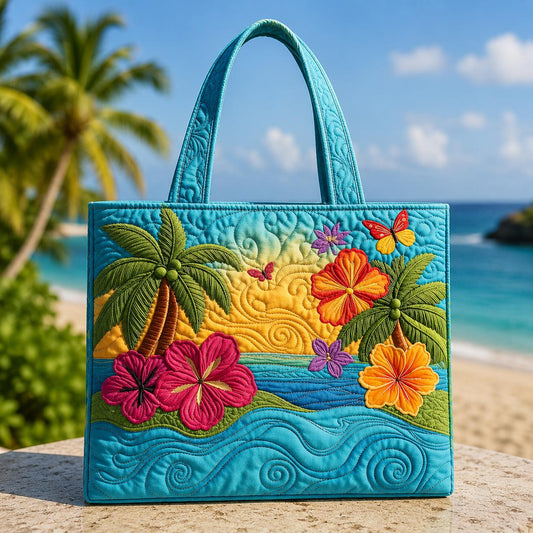 Tropical Beach Quilted Tote Bag CELD11