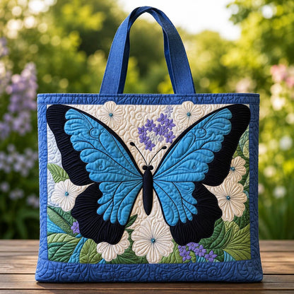 Blue Butterfly Quilted Tote Bag CELD15