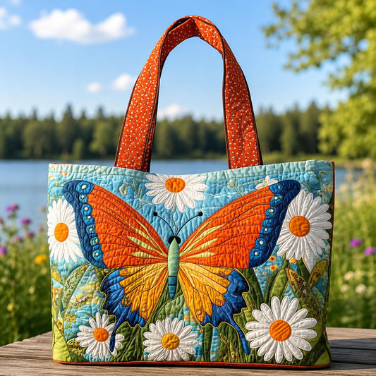 Butterfly and Daisy Quilted Tote Bag CELD16
