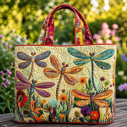 The Dragonfly Garden Quilted Tote Bag CELD17