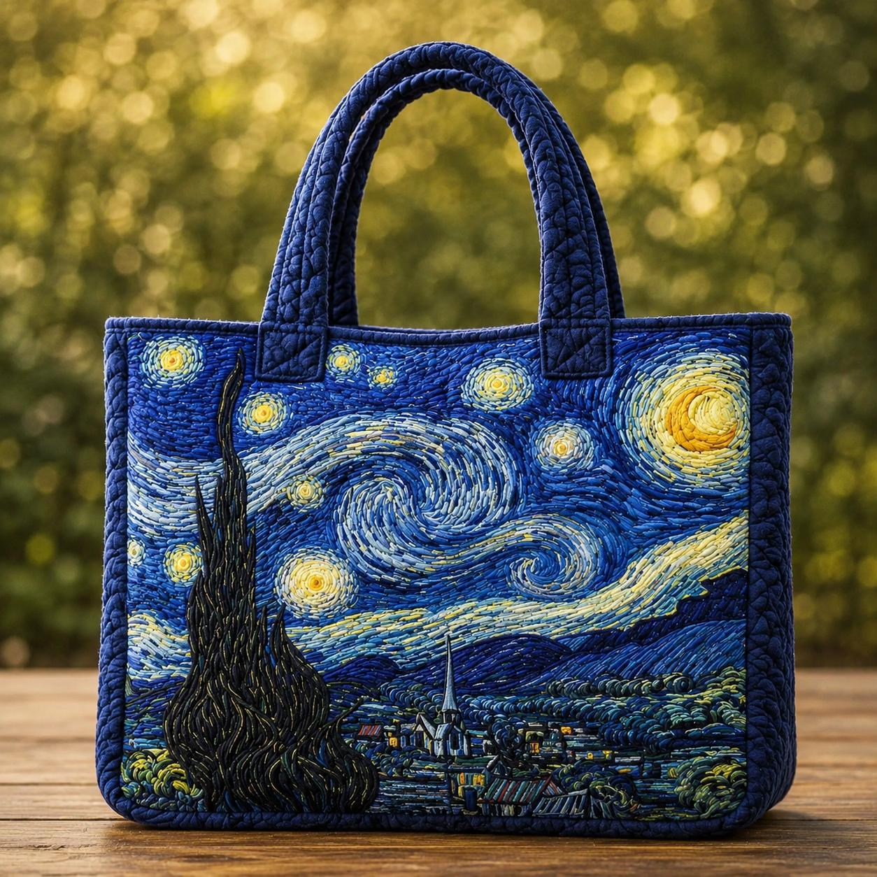 Van Gogh Starry Night Quilted Tote Bag CELD18