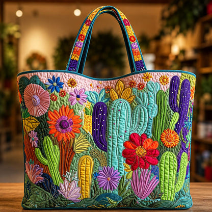 Colorful Desert Cactus Quilted Tote Bag CELD22