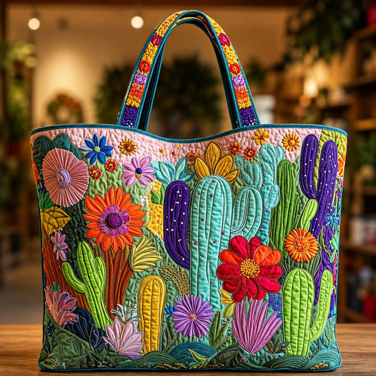 Colorful Desert Cactus Quilted Tote Bag CELD22