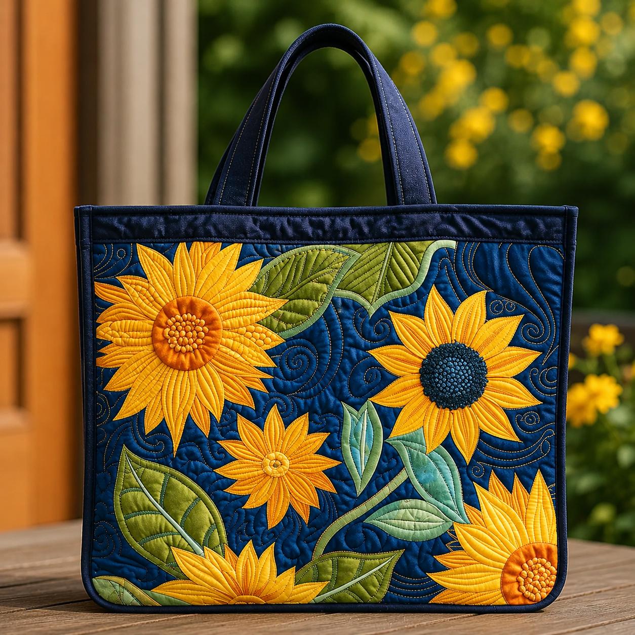 Artistic Sunflower Quilted Tote Bag CELD24