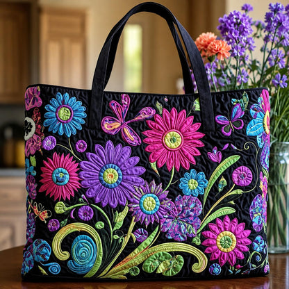 Vibrant Floral Quilted Tote Bag CELD26