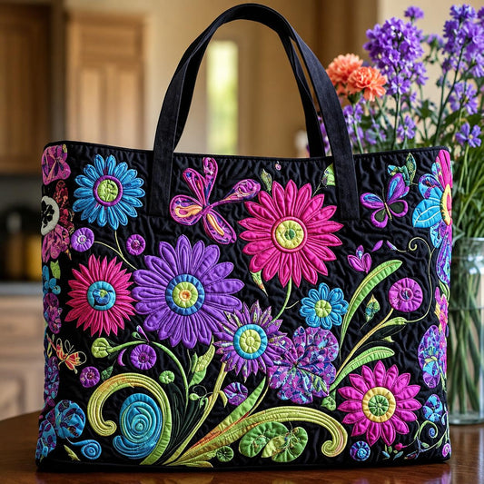 Vibrant Floral Quilted Tote Bag CELD26
