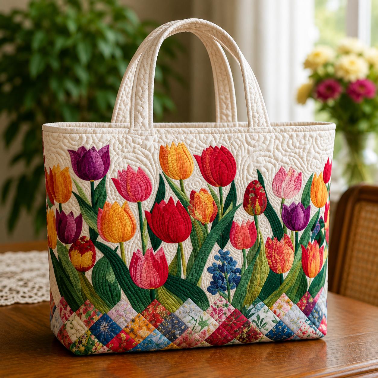 The Tulip Garden Quilted Tote Bag CELD27