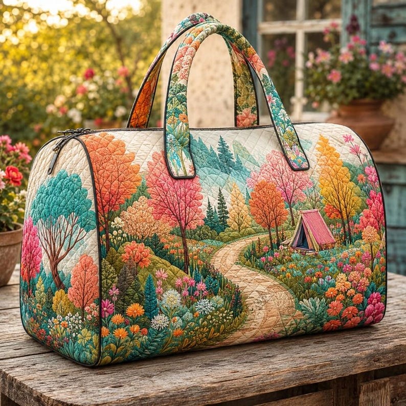 Boho Landscape Quilted Duffle Bag CELD26