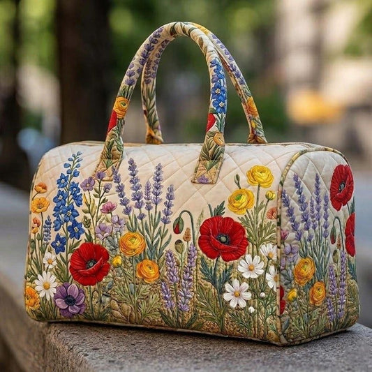 Floral Cottagecore Quilted Duffle Bag CELD28
