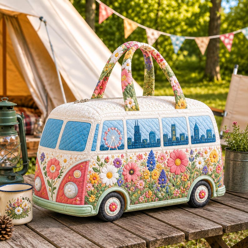 Floral Camper Quilted Duffle Bag CELD37
