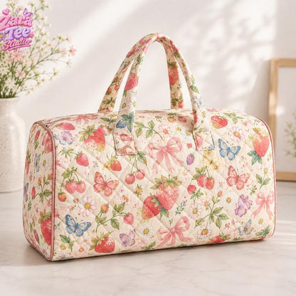 Strawberries Farm Quilted Duffle Bag CELD38
