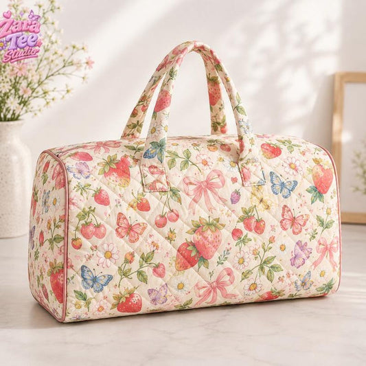 Strawberries Farm Quilted Duffle Bag CELD38