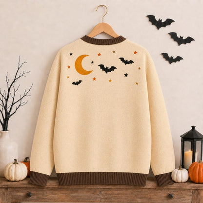 Cute Halloween Bear & Dog Women's Button Down Knitted Cardigan CELD13