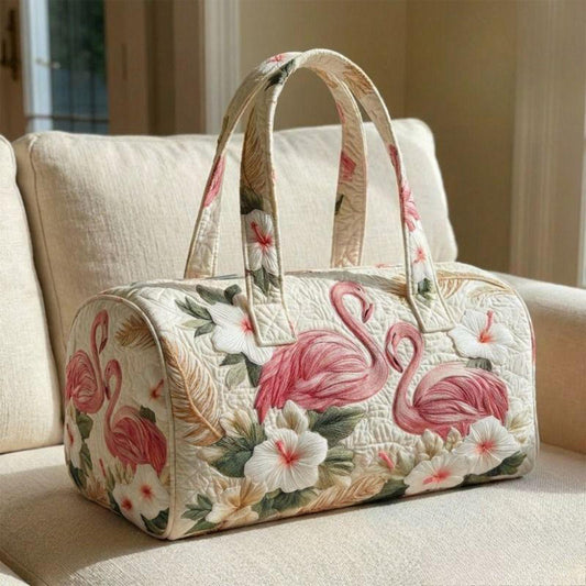 Tropical Flamingo Quilted Duffle Bag CELV33