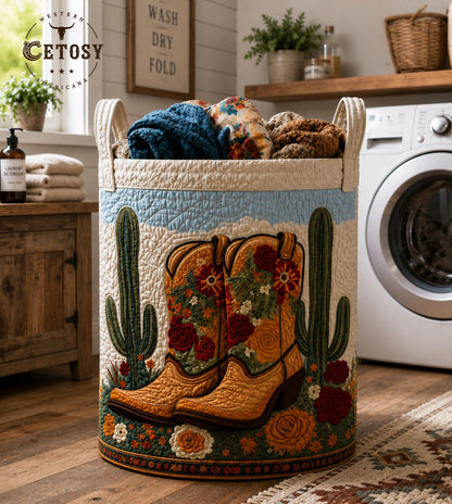 Western Cowboy Boots Quilted Laundry Basket TG09