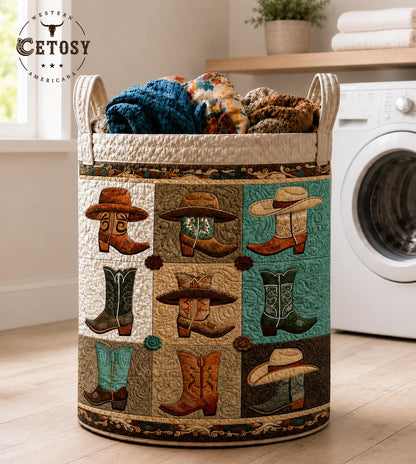 The Cowboy Boot Quilted Laundry Basket TG10