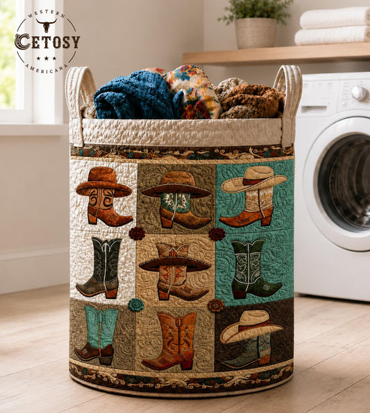 The Cowboy Boot Quilted Laundry Basket TG10