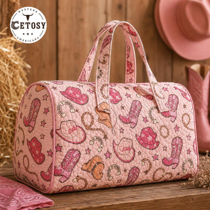 Vintage Western Pink Quilted Duffle Bag TG08