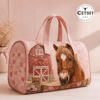 Pink Western Horse Quilted Duffle Bag TG09
