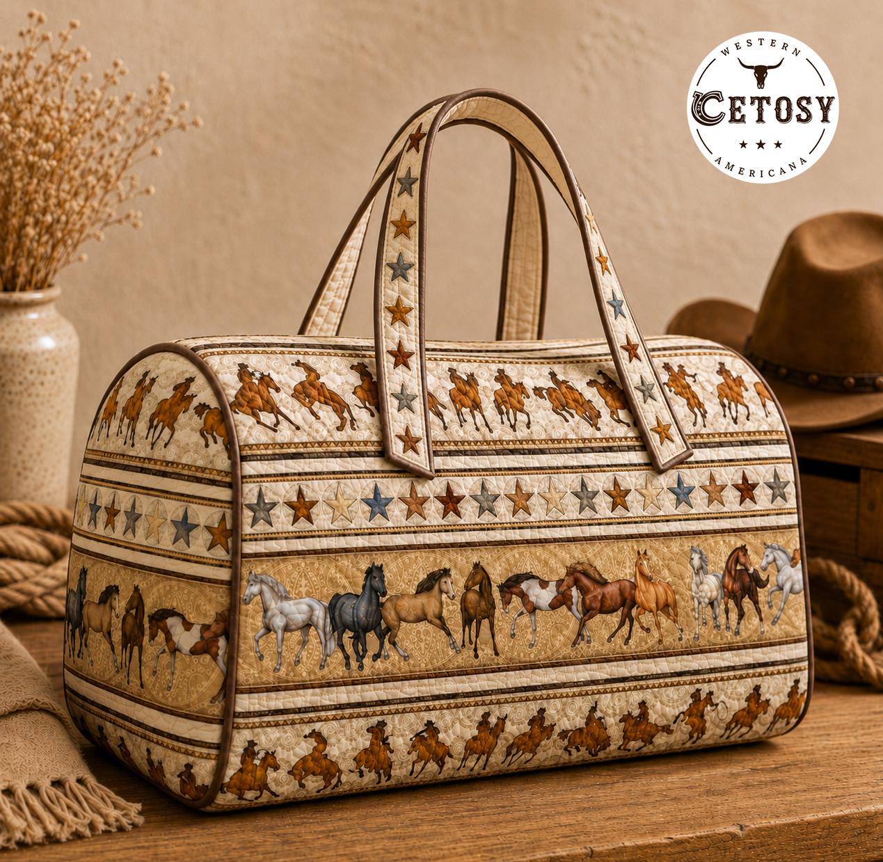Wild Horse Print Quilted Duffle Bag TG10