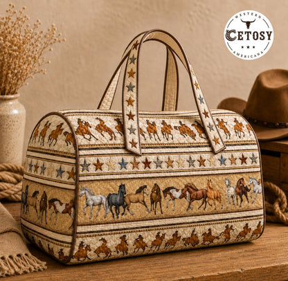 Wild Horse Print Quilted Duffle Bag TG10