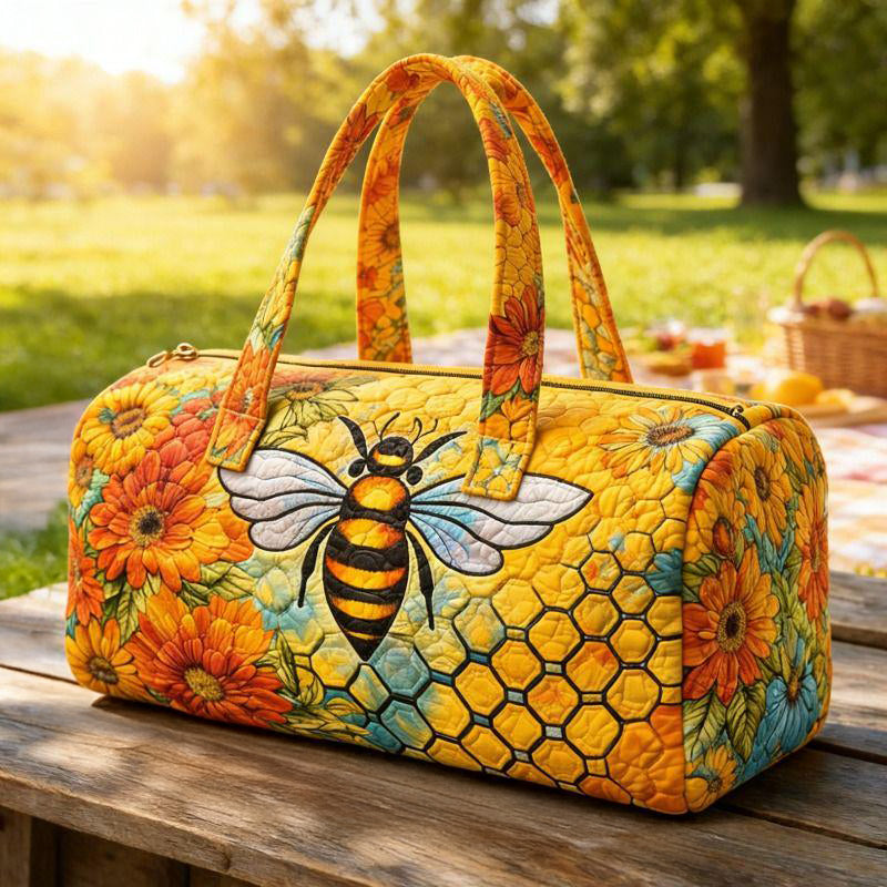 Vibrant Bee & Sunflower Quilted Duffle Bag CETG50