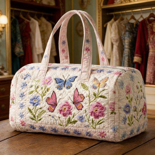 Butterfly Floral Quilted Duffle Bag CETG51