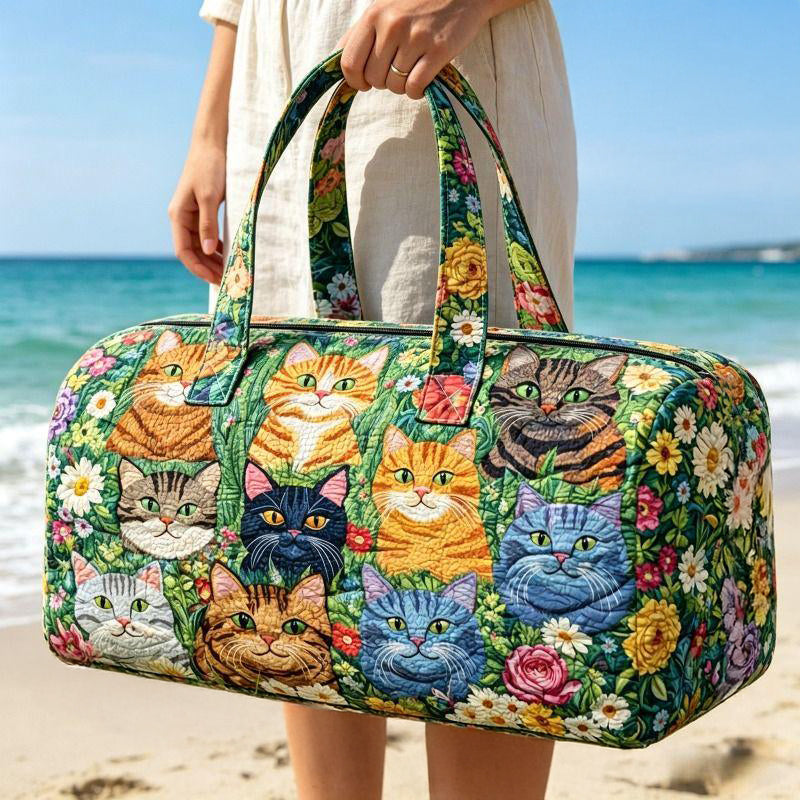Colorful Cat Pattern Quilted Duffle Bag CETG54