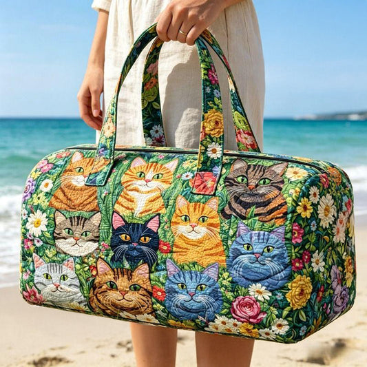 Colorful Cat Pattern Quilted Duffle Bag CETG54