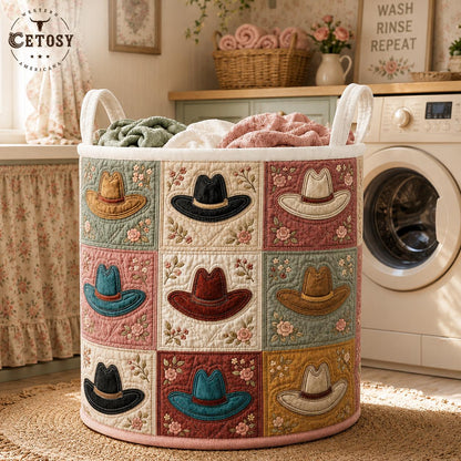 Country Western Cowboy Hat Quilted Laundry Basket TN07