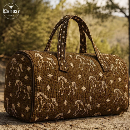 Western Horse Print Quilted Duffle Bag TN01