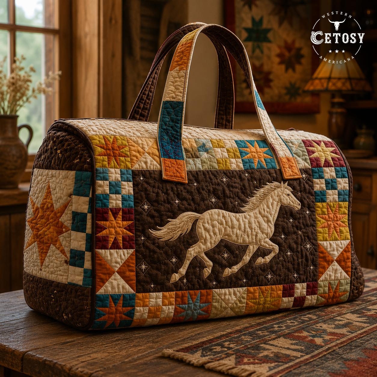 Western Horse Patchwork Quilted Duffle Bag TN02