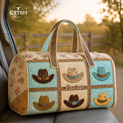 Western Cowboy Hat Personalized Quilted Duffle Bag TN03