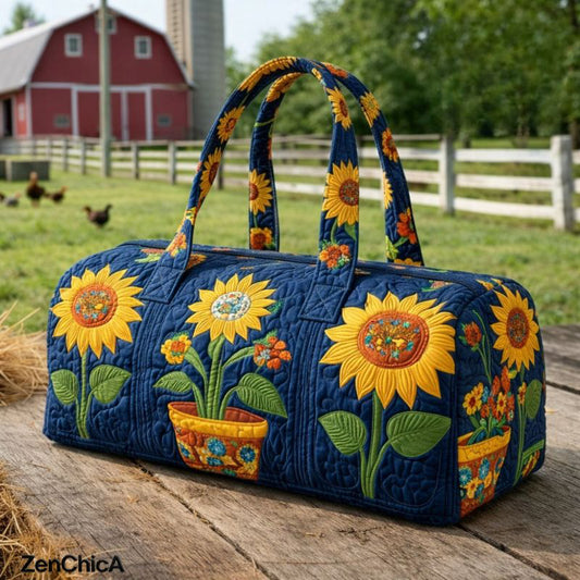 Cottagecore Sunflower Quilted Duffle Bag CETN39