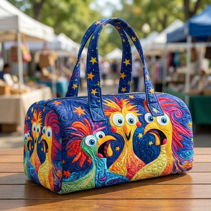Colorful Crazy Chicken Quilted Duffle Bag CETN41