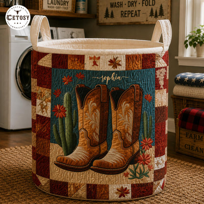 Cowboy Boots Personalized Quilted Laundry Basket TP01