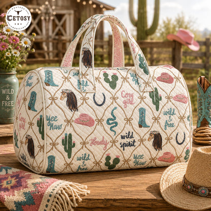 Cute Pink Cowgirl Quilted Duffle Bag TP07