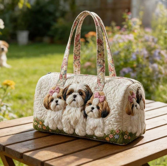 Floral Shih Tzu Quilted Duffle Bag CETP13